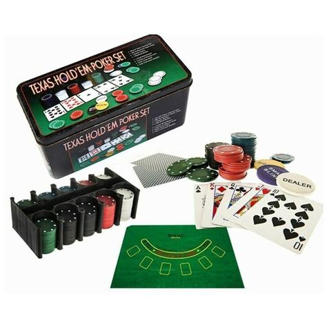 Texas Holdem Poker Set with 200 Poker Chips Professional .